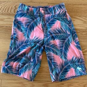 Abercrombie, kids, pink and blue board short swim trunks size 11-12